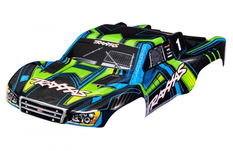 Carrosserie Slash 4x4 Vert/Bleu (pour montage sans clip) - Traxxas 6844-GRN - Breizh Modélisme.