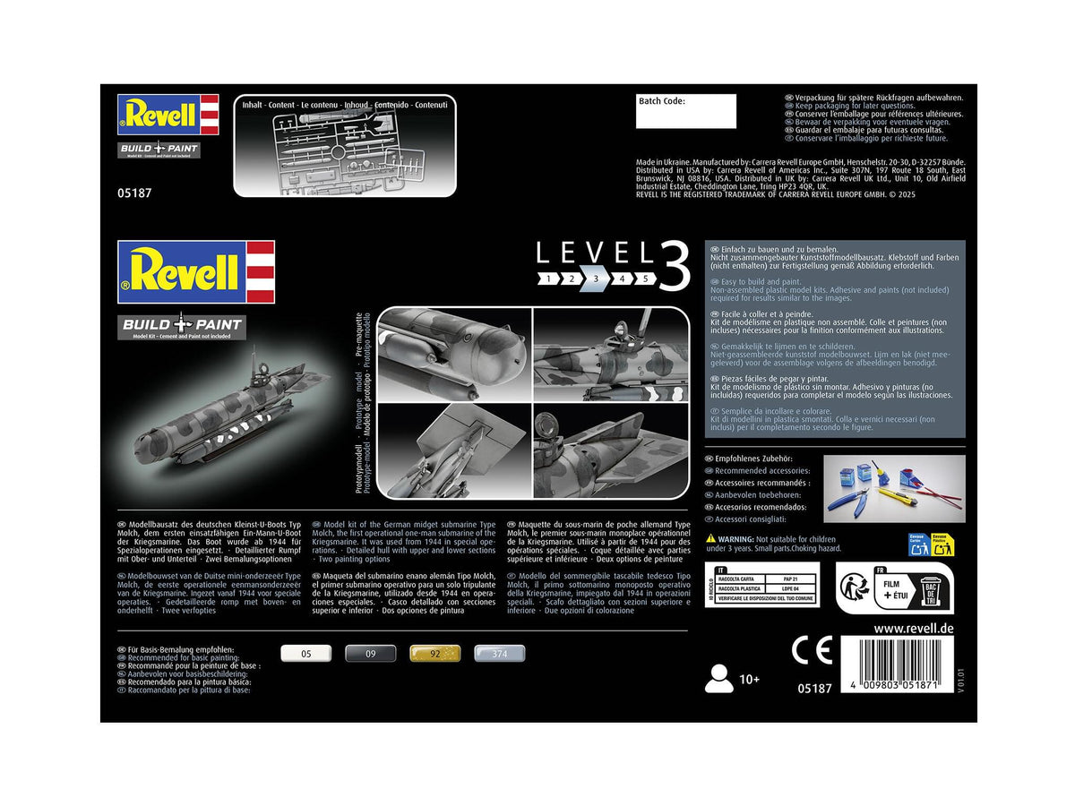 Maquette sous marin Revell 05187 German Midget Submarine Type Molch