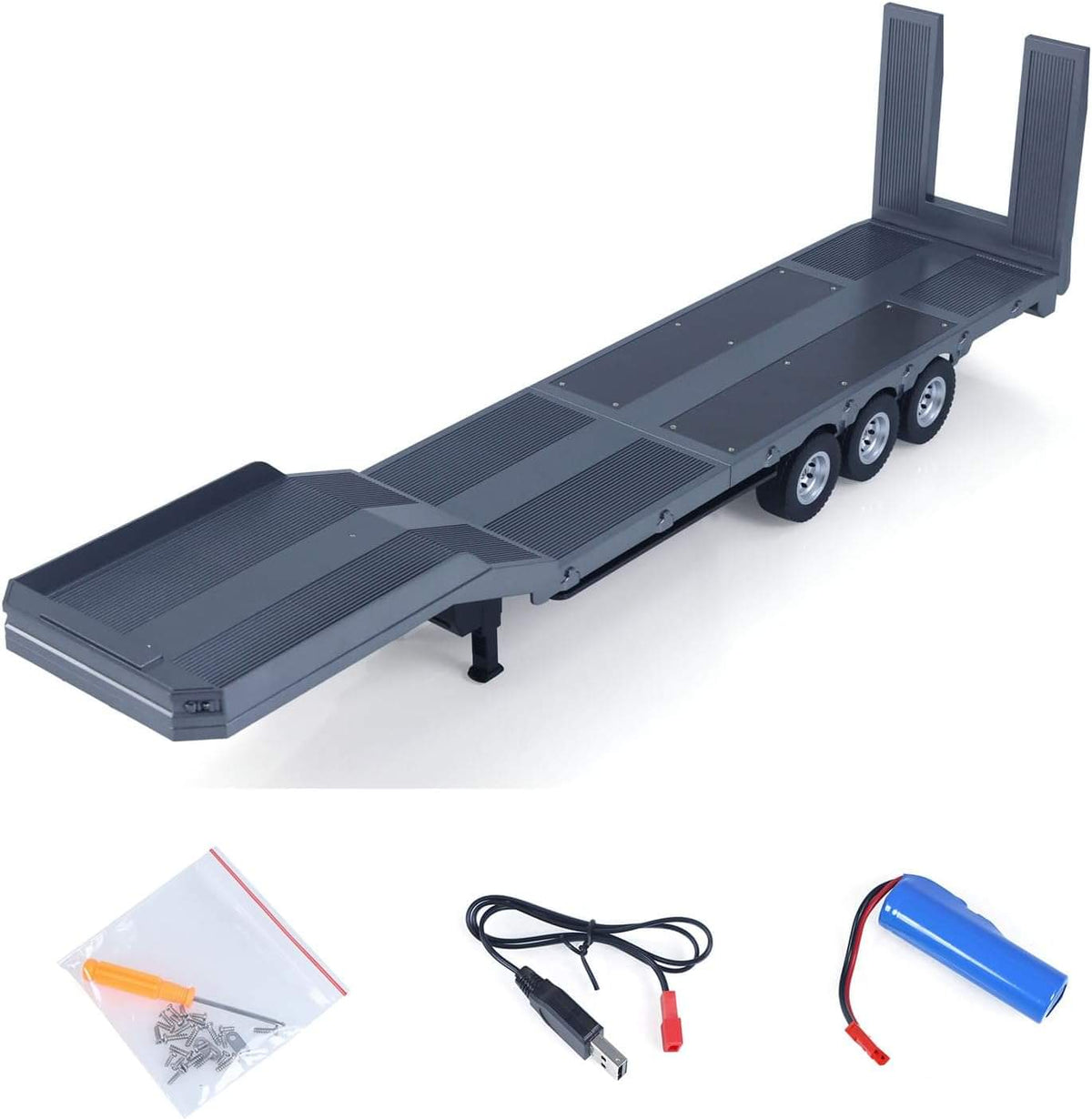 Huina CY1502S – Remorque porte-engins grise pour camion Scania 770S