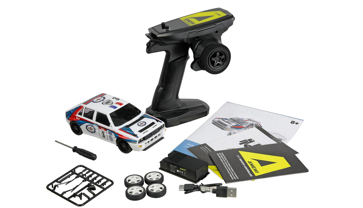 Petite voiture RC 1/28 Lancia Rally / drift 4x4 RTR avec gyroscope