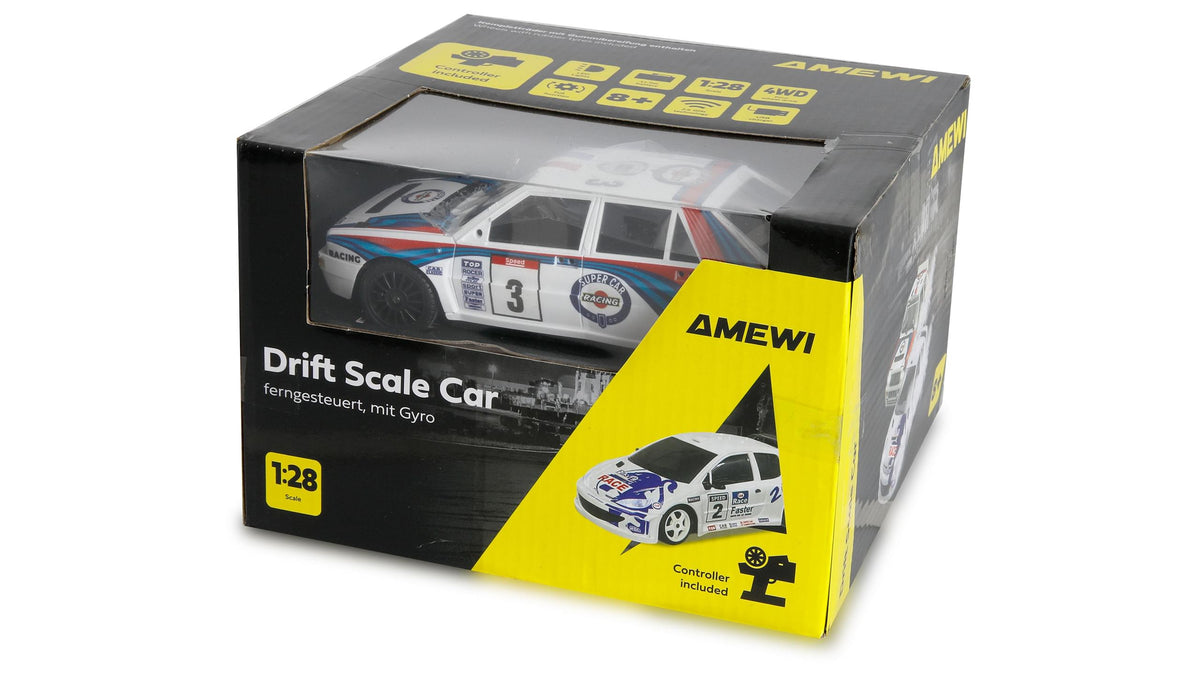 Petite voiture RC 1/28 Lancia Rally / drift 4x4 RTR avec gyroscope