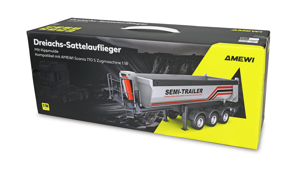 Amewi 22777 – Semi-remorque benne RC 1/18 noire pour Scania 770S