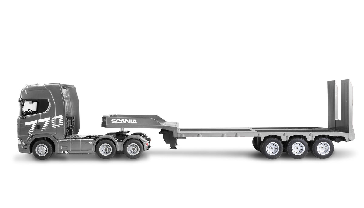 Amewi Scania 770S RC 1/24 gris avec remorque porte-engins (Copie) - Breizh Modélisme.