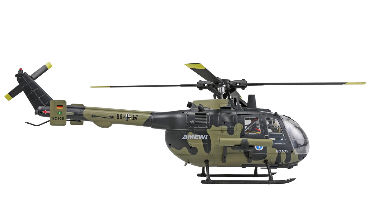 Hélicoptère RC Brushless Bo105 Militaire brushless RTF - Breizh Modélisme.