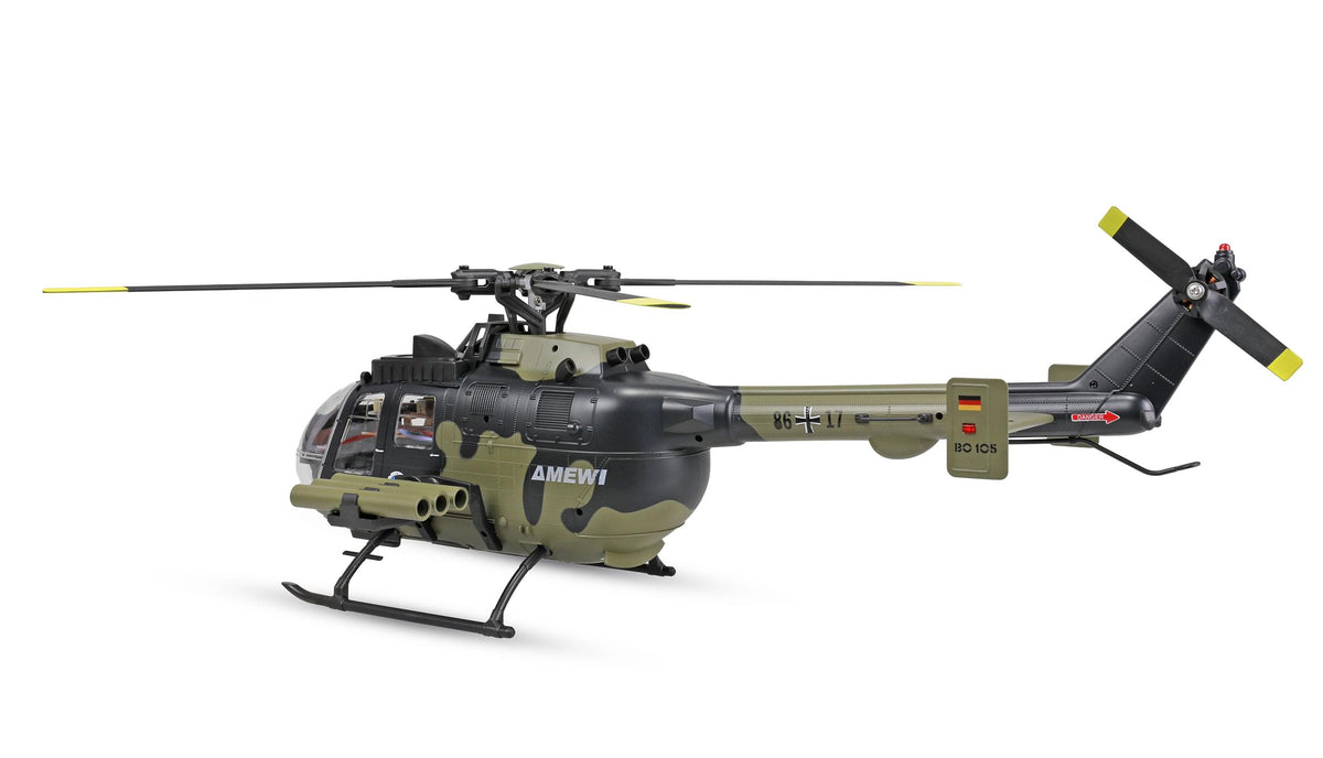 Hélicoptère RC Brushless Bo105 Militaire brushless RTF - Breizh Modélisme.
