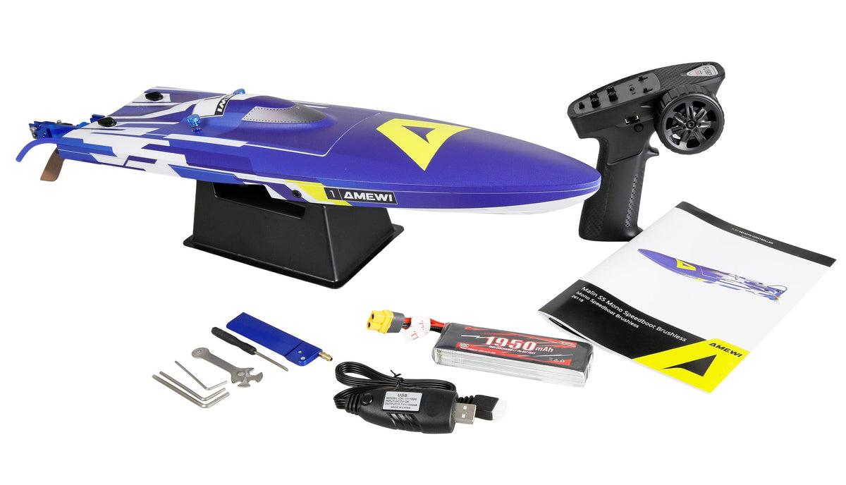 Bateau RC Amewi Marlin S5 Brushless Explorer Mono RTR bleu