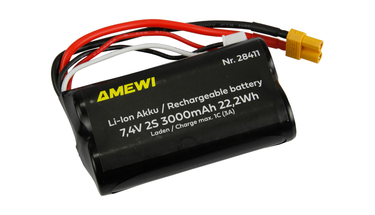 Batterie Li-ion 2S 7,4V 3000mAh connecteur XT30 - 28411