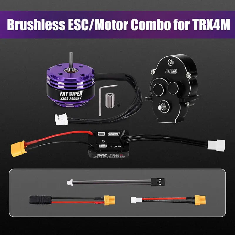 ESC brushless étanche MBL32 G2 et moteur 2204 Fat Viper pour 1/18 TRX4M - MBL32G2-INM17 - Breizh Modélisme.