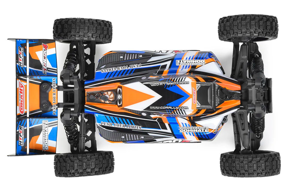 Corally Syncro-4 orange – Buggy RC 1/8 4x4 Brushless RTR – C-00295-O - Breizh Modélisme.
