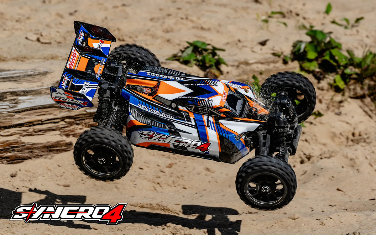 Corally Syncro-4 orange – Buggy RC 1/8 4x4 Brushless RTR – C-00295-O - Breizh Modélisme.