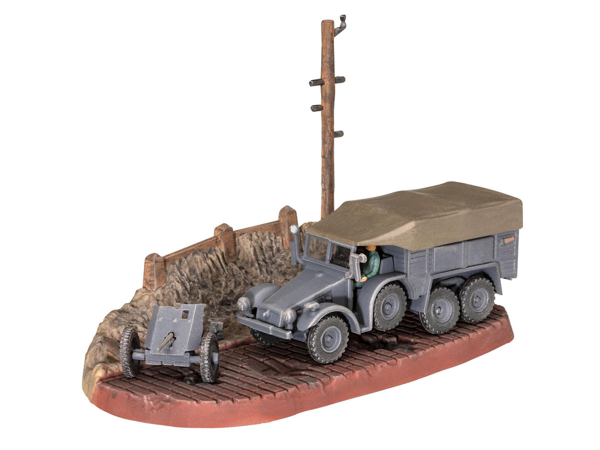 Maquette Revell Starter kit 73344 Krupp Protze KFZ 69 with 3,7cm Pak avec accessoires de base