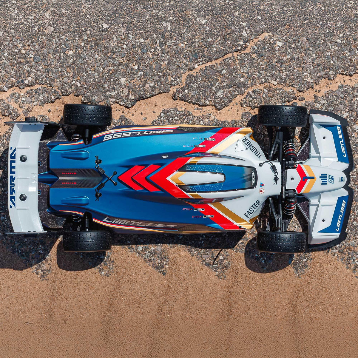 Voiture de vitesse RC Arrma Limitless 120 8S 4x4 1/7 brushless RTR blanc/bleu – ARA7816T2