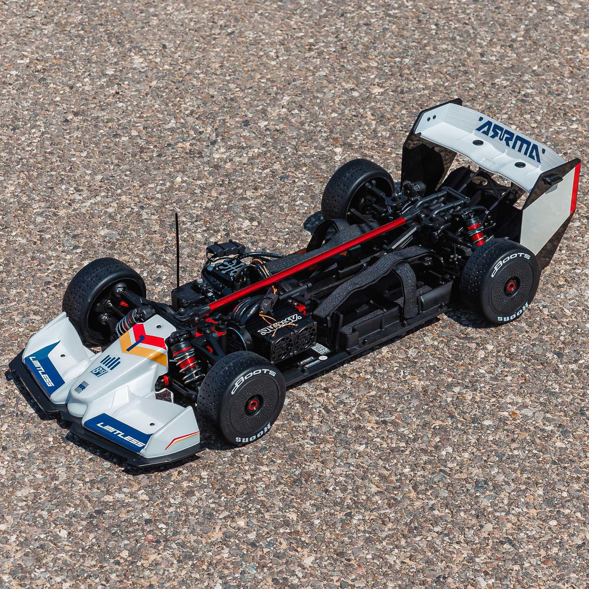 Voiture de vitesse RC Arrma Limitless 120 8S 4x4 1/7 brushless RTR blanc/bleu – ARA7816T2