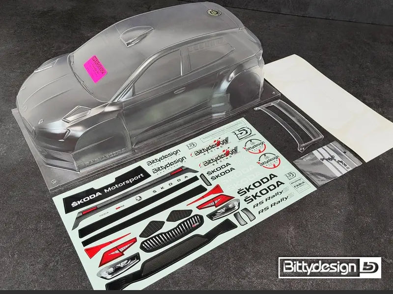 Carrosserie transparente SKODA Fabia RS Rally2 1/10 - BDRX-190FRS2H - Breizh Modélisme.