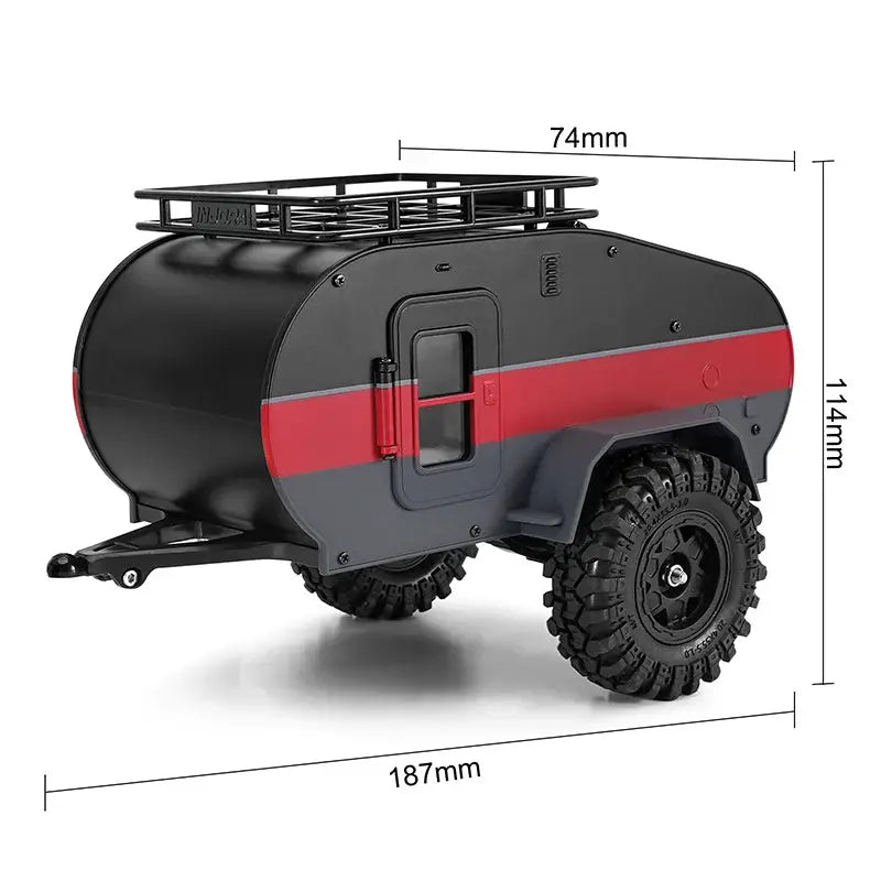 Remorque de type « Teardrop » avec attelage Injora pour crawler 1/24 SCX24