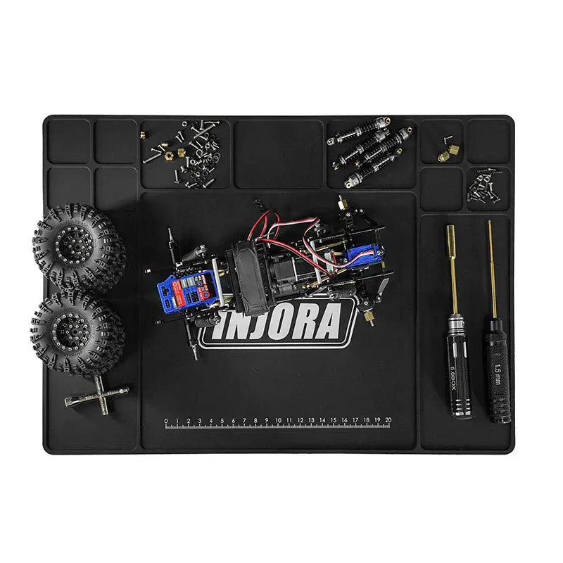 Tapis de travail en silicone INJORA pour voiture 1/18 1/24 RC (420 x 297 mm) - Tool-64 - Breizh Modélisme.