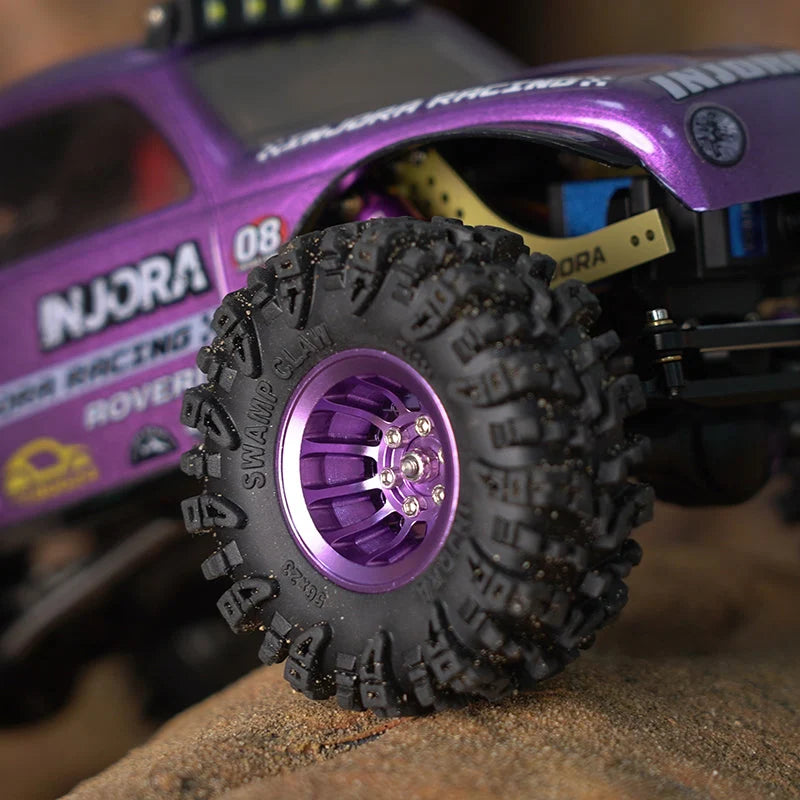 Injora 4 jantes 1.0 Beadlock Alu pour crawlers 1/18 1/24 (W1015) violet