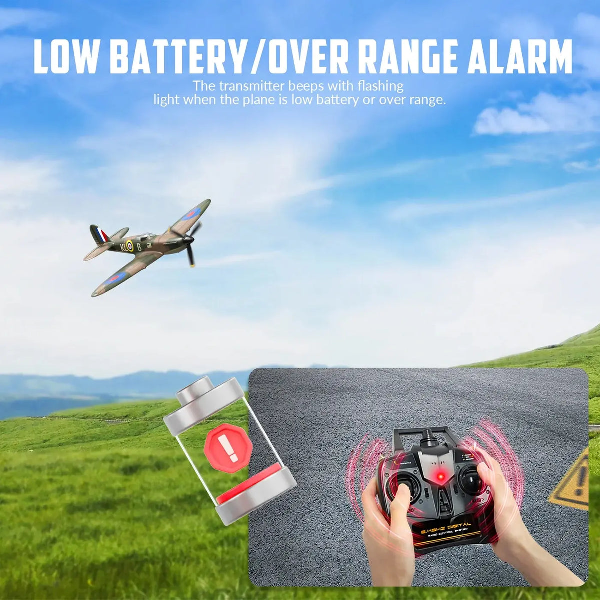 Avion RC débutant V761-12V2B Volantex SPITFIRE avec stabilisateur de vol