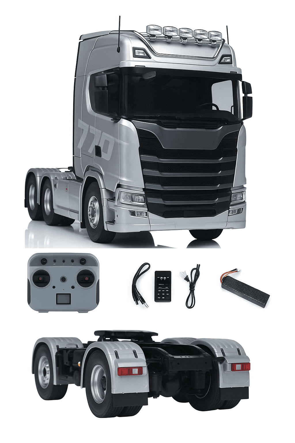 Camion 1/14 Huina Scania 770S Kabolite 6x6 gris