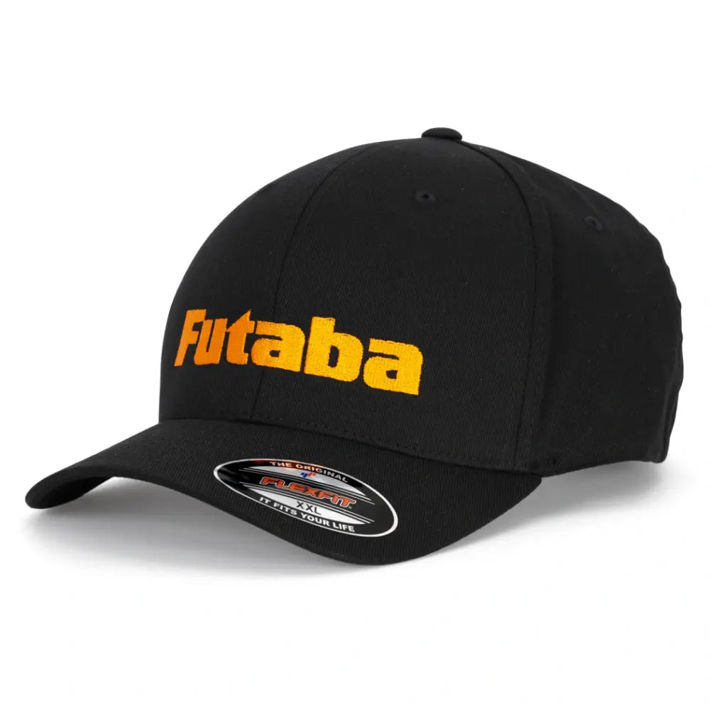 Casquette Futaba Flexfit noir/orange XXL - Breizh Modélisme.