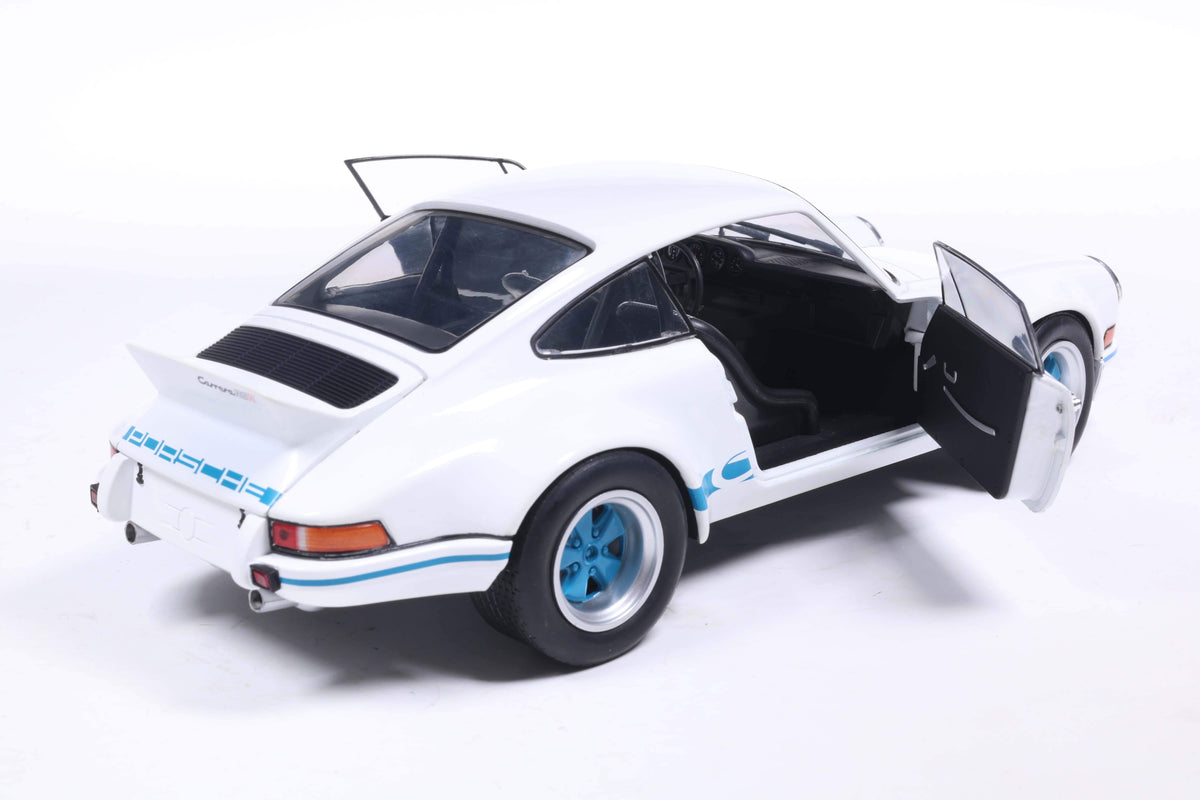 Solido S1801119 Voiture miniature collection 1/18 Porsche 911 RSR – White / Blue Carrera Stripes – 1973