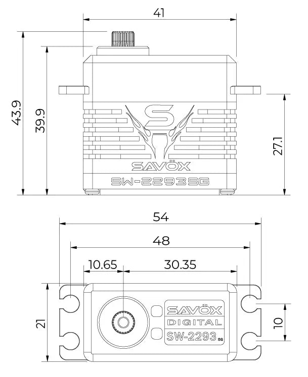 Servo crawler Savox SW-2293SG 75 kg 3S alu brushless, engrenages en acier