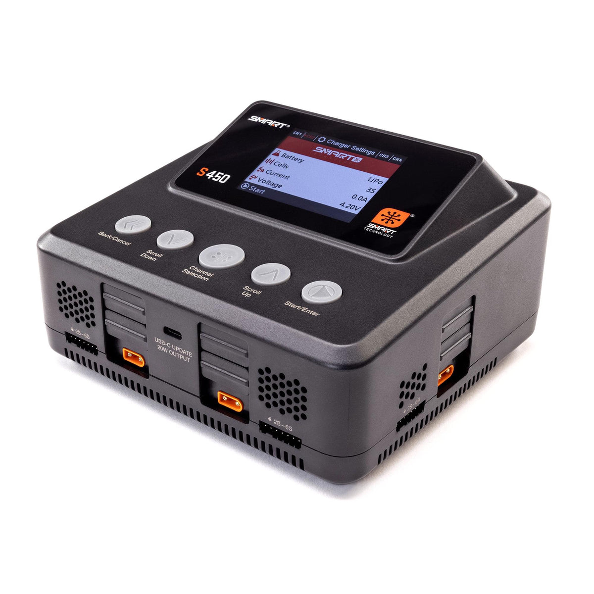 Chargeur intelligent AC/DC S450 G2 4x50W - SPMXC3040I - Breizh Modélisme.