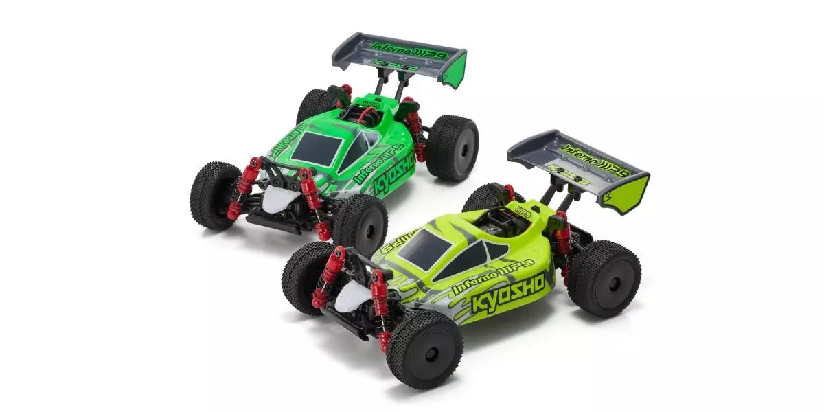 Buggy RC Kyosho Mini-Z MB010 Inferno MP9 TKI3 4WD Readyset 1/28 Blanc/Jaune - Breizh Modélisme.