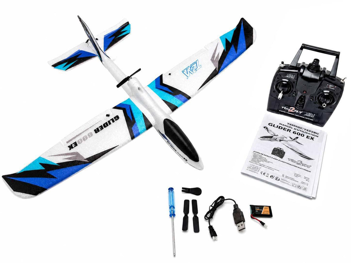 Planeur RC T2M bleu 600 Glider EX 6ch 600mm - Breizh Modélisme.