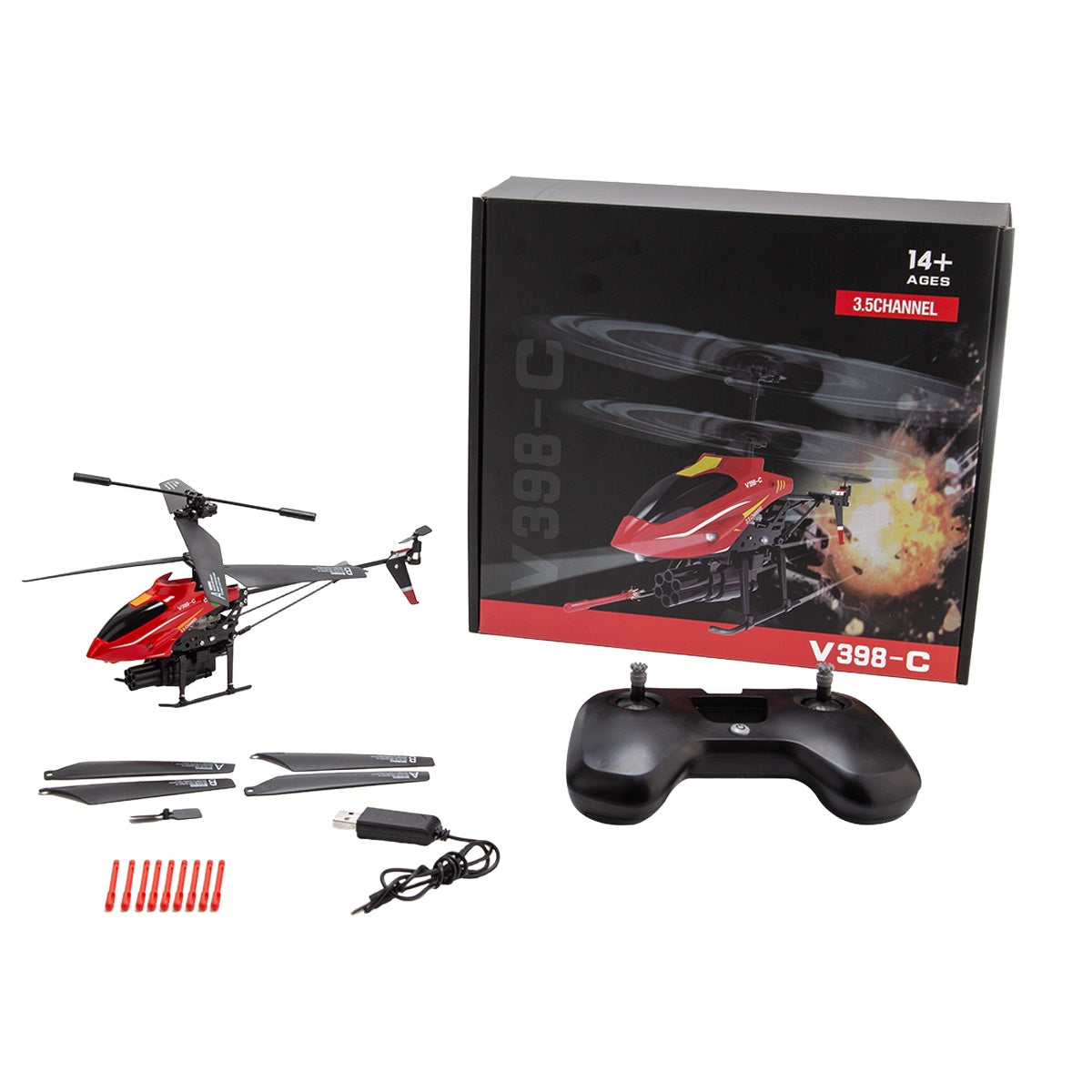 Hélicoptère RC Wltoys V398C RTF avec lance-missiles