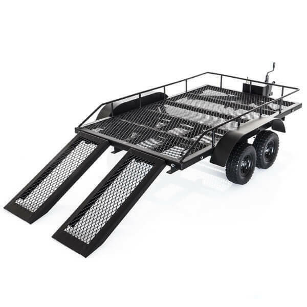 Trailer Remorque en acier double essieu avec kit Led (550x335mm) - Amewi 22197 - Breizh Modélisme.