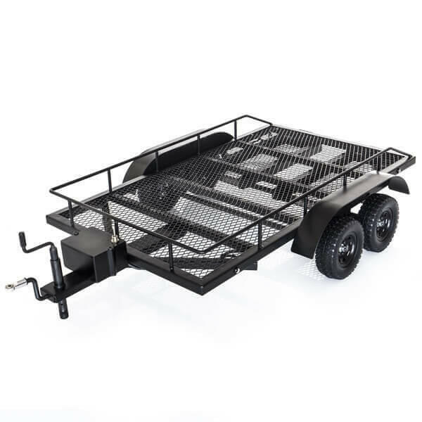 Trailer Remorque en acier double essieu avec kit Led (550x335mm) - Amewi 22197 - Breizh Modélisme.