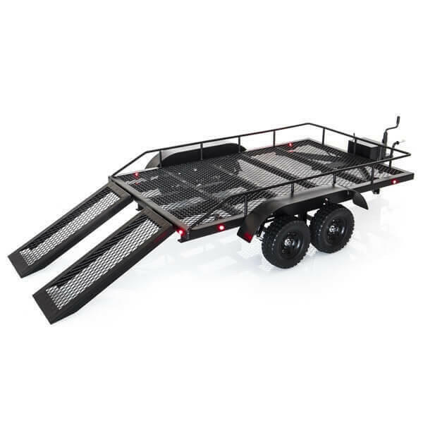 Trailer Remorque en acier double essieu avec kit Led (550x335mm) - Amewi 22197 - Breizh Modélisme.