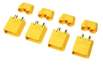 Lot de 4 Prises, connecteurs XT90 avec capuchon Male - Breizh Modélisme.