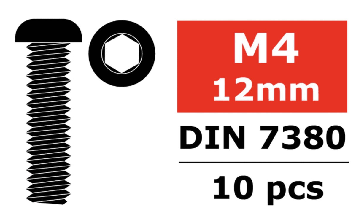 Vis en acier M4x12 mm tête hexagonale (10pcs) Team Corally - C-3003-40-12 - Breizh Modélisme.