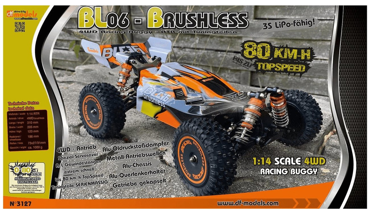 DF Models Buggy RC BL06 Brushless RTR 1/14 - 80km/h 4WD 144010 / 3127 - Breizh Modélisme.