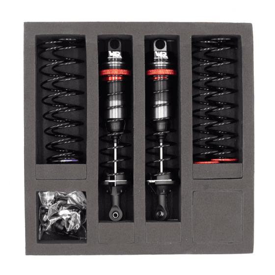 Amortisseurs 1/8 120mm BIG BORE 16mm + kit 3 ressorts (H/M/S) - HTR-508120 - Breizh Modélisme.