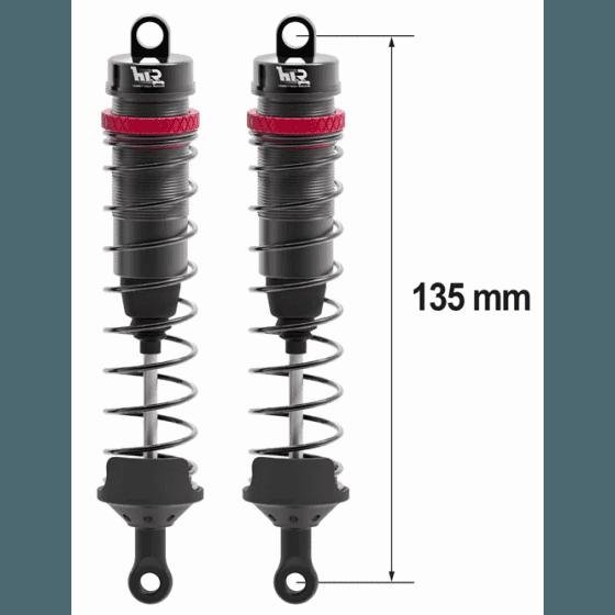 Amortisseurs 1/8 135mm BIG BORE 16mm + kit 3 ressorts (H/M/S) - HTR-508135 - Breizh Modélisme.