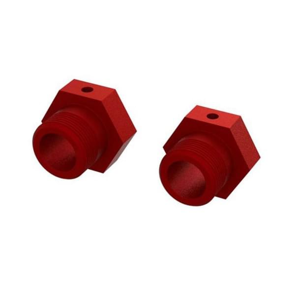 2 Hexagones de roues Arrma Alu rouge 24mm - ARA310928 - Breizh Modélisme.