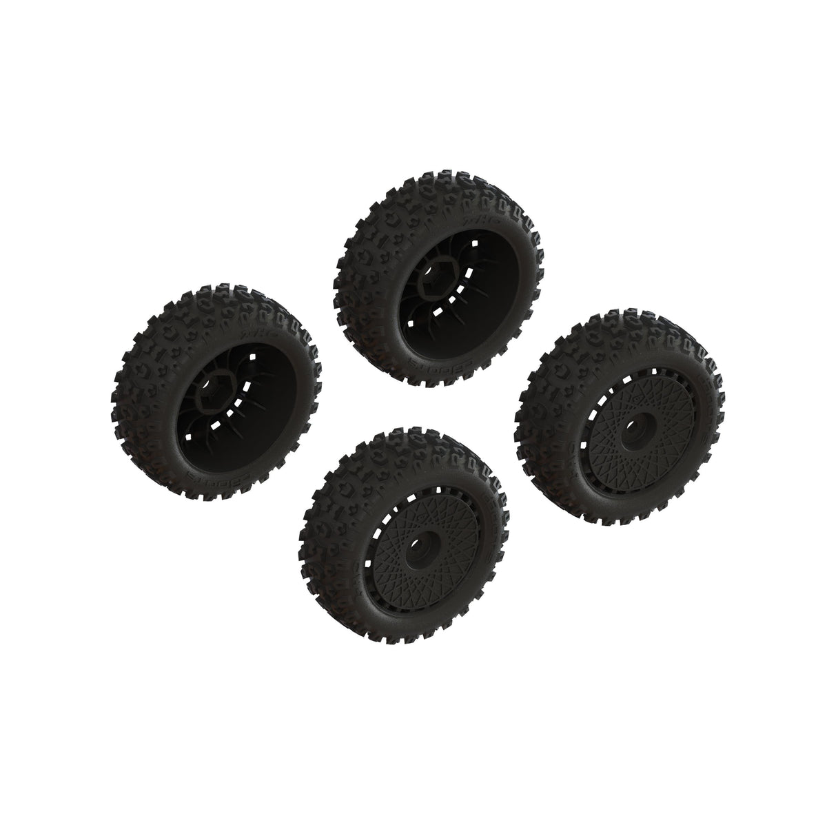 Jeu de pneus collés dBoots « 2-HO » noir (2 paires) - ARA550114 - Breizh Modélisme.