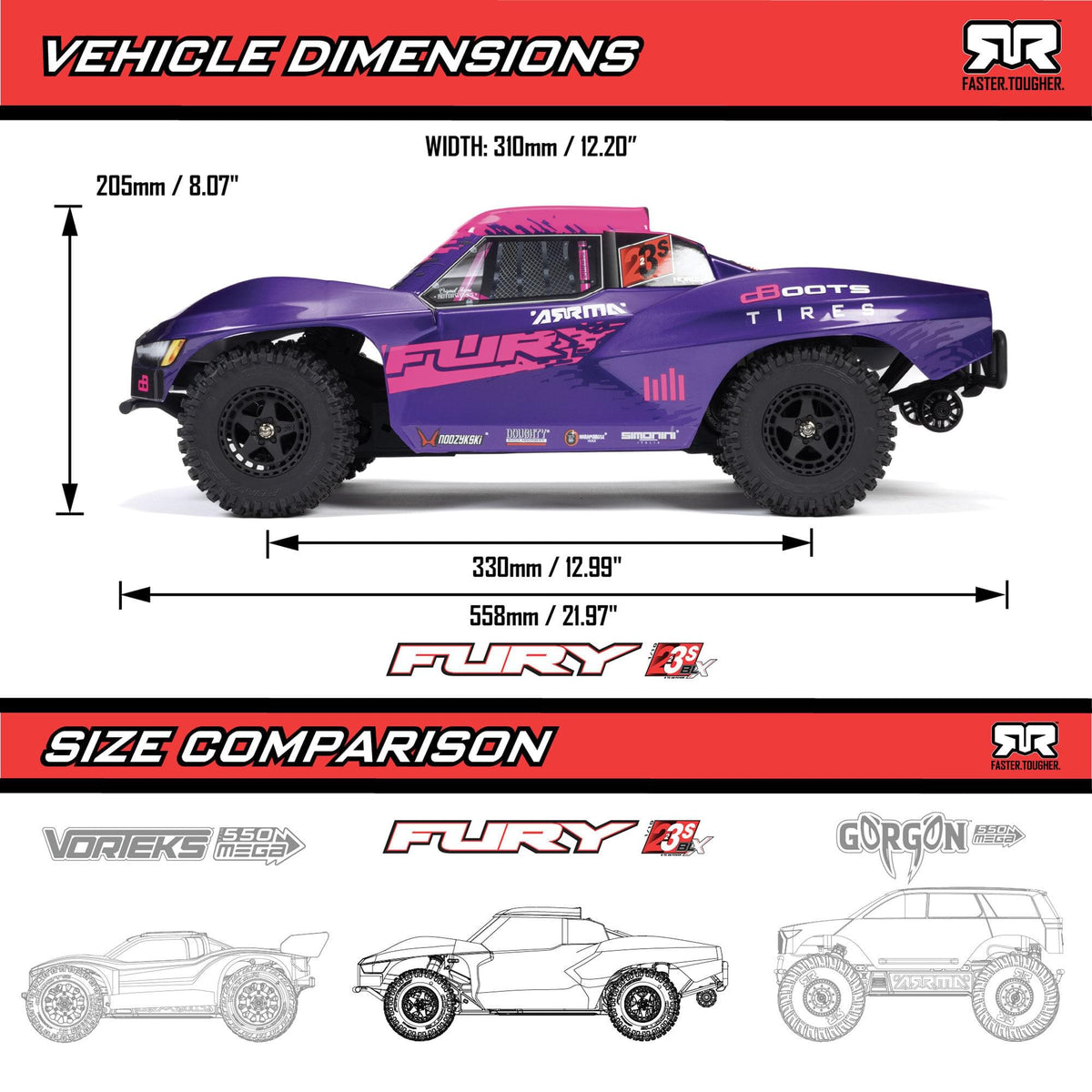Arrma Fury 223S BLX Brushless 2WD Short Course vert RTR - ARA3521T2 - Breizh Modélisme.