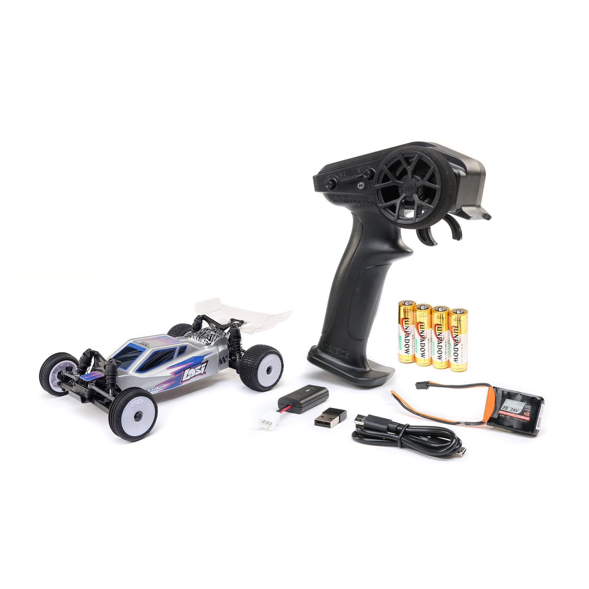 Buggy Losi 1/24 Micro-B 2WD RTR argent - LOS00007T2 - Breizh Modélisme.