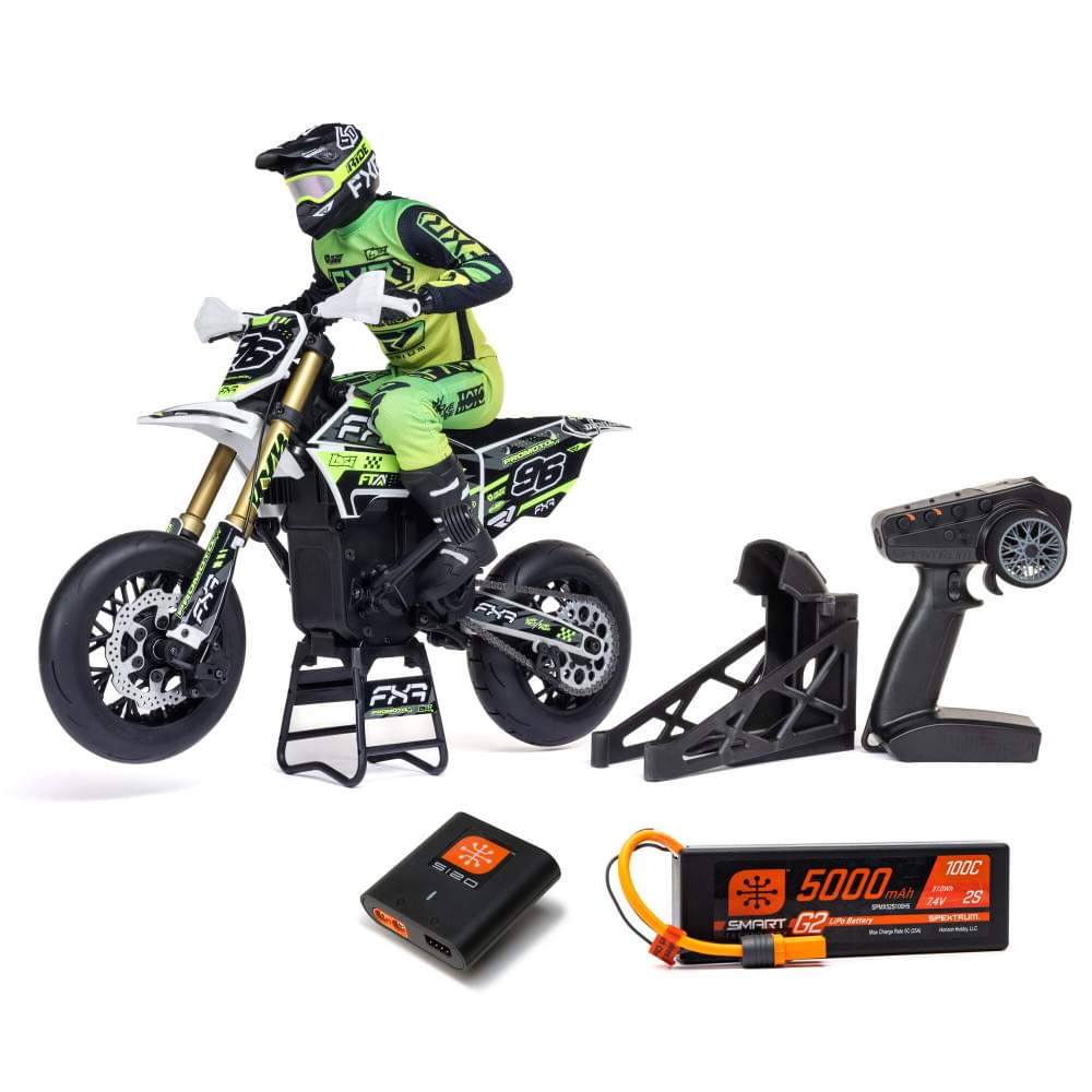 Losi Moto Promoto-SM FXR RTR 1/4 + Batterie et chargeur LOS-2310 - Breizh Modélisme.