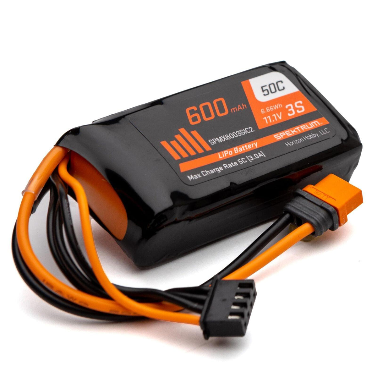 Spektrum Accu lipo 3s 11,1v 600Mah 50C SPMX6003SIC2 - Breizh Modélisme.