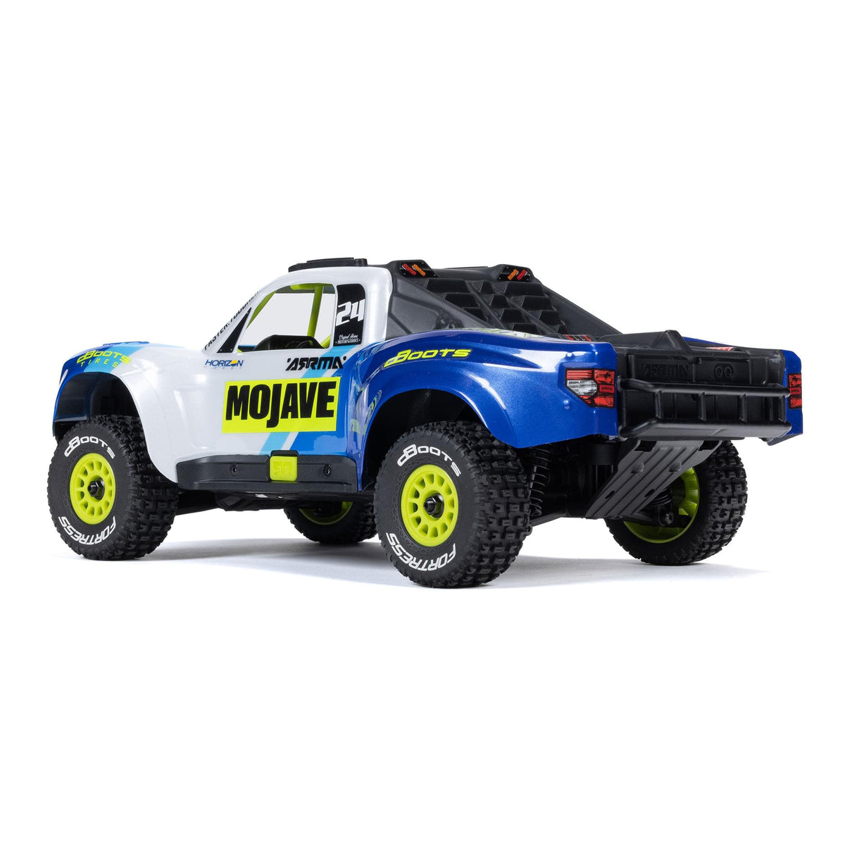 Arrma Mojave Grom Mega 1/16 380 4X4 Small Scale Desert Truck RTR blanc/bleu - Breizh Modélisme.
