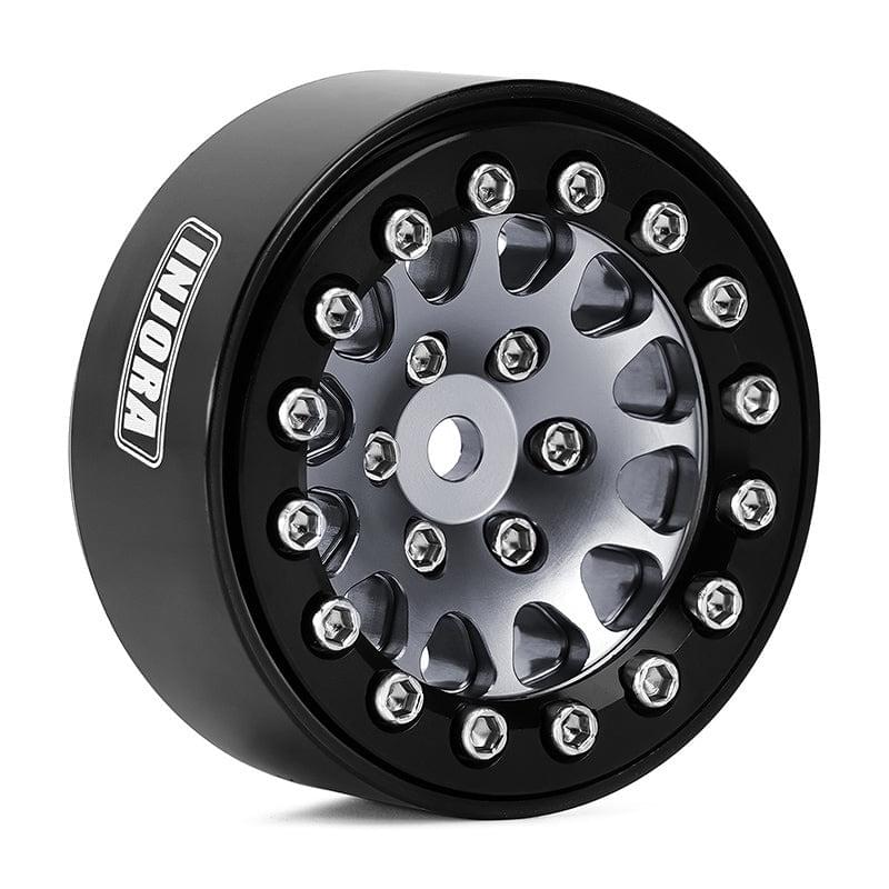 4 jantes Beadlock en aluminium gris anodisé INJORA 1,3 pour crawler RC 1/24, 1/18 - YQW-1311BG" - Breizh Modélisme.