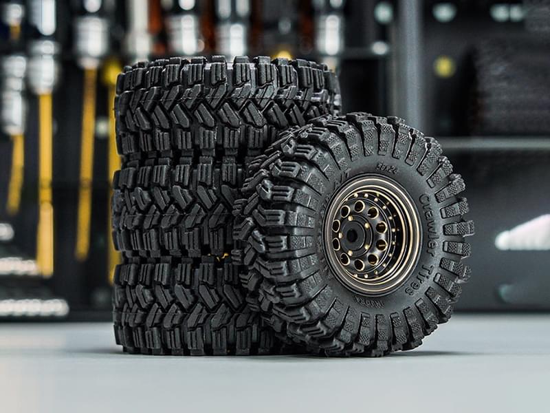 Injora 4 jantes avec pneus 1.0 Beadlock pour crawlers RC 1/24 1/18 - Breizh Modélisme.