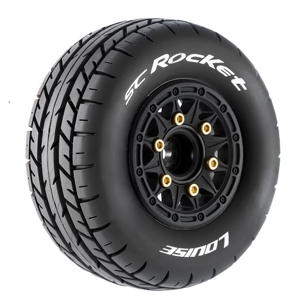 2 Pneus et roues SC-ROCKET soft (hexagone amovible 4pcs) 3154SB - Breizh Modélisme.