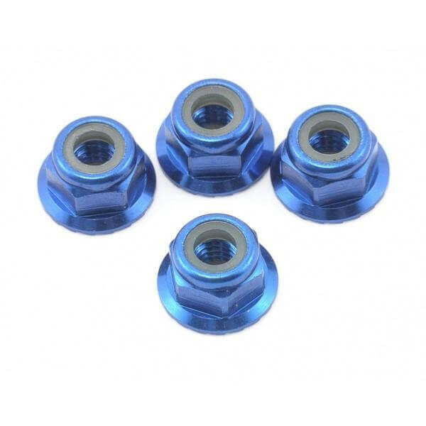 4 Écrous alu anodisé Nylstop M4 Bleu - Traxxas 1747R - Breizh Modélisme.