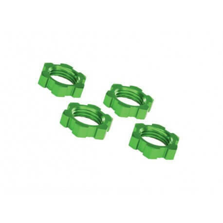 4 Écrous de roues 17mm alu vert - Traxxas 7758G - Breizh Modélisme.